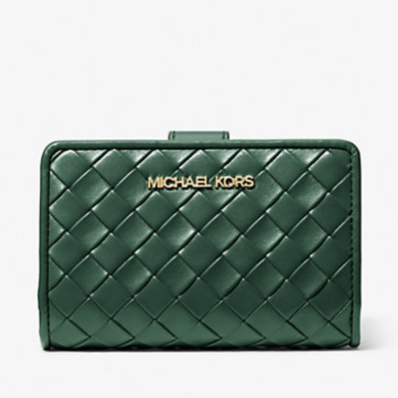 Michael Kors Handbags - MICHAEL KORS Jet Set Medium Woven  Bifold  Zip CN Wallet
Moss
NWT